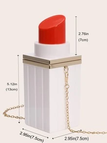 Mini Lipstick Design Chain Novelty Bag - 白色 - 查看 5