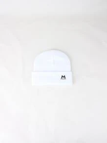 Gorro cuff con diamante de imitación & con diseño de letra - Blanco - Ver 1