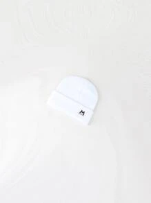 Gorro cuff con diamante de imitación & con diseño de letra - Blanco - Ver 3