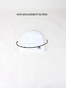 Gorro cuff con diamante de imitación & con diseño de letra - Blanco - Ver 5