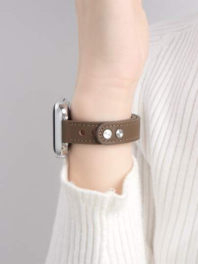 Plain PU Watchband Compatible With Apple Watch Band 42mm 38mm 40mm 41mm 44mm 45mm 46mm 49mm Fashion Smart Watch Replacement Watch Strap For Series Ultra2 Ultra SE2 SE 11 10 9 8 7 6 5 4 3 2 1 For Women Brown Color As A Gift For Students Returning To School