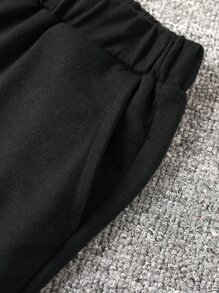 Boys Two Tone Letter Graphic Tee & Shorts - Black and White - View 3