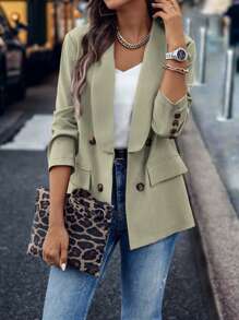 Chiquease 青果領雙排釦翻蓋細節西裝外套 - 綠色 - 查看 1