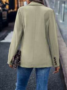 Chiquease 青果領雙排釦翻蓋細節西裝外套 - 綠色 - 查看 2