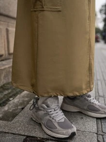 SHEIN Flap Pocket Side Cargo Skirt - Khaki - View 3