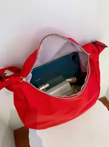 Minimalist Large Capacity Hobo Bag - Red - View 5