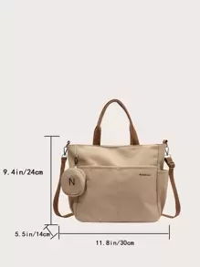 Bolso de compras portátil con diseño de letra y monedero ideal para trabajadores de oficina, maestros, adolescentes, mujeres y estudiantes universitarias en el Día del Maestro, en exteriores, durante viajes, salidas, trabajo, negocios y viajes diarios, perfecto para la Escuela, la Universidad y las mujeres que necesitan una bolsa grande con monedero para la Oficina, Primaria, Secundaria, Preparatoria, trabajo, negocios y compras durante las vacaciones. - Caqui - Ver 3