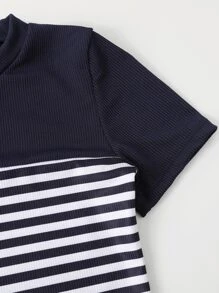 Boys Striped Beach Swimsuit - Blue and White - View 5