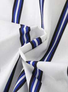 Toddler Boys Striped Print Pocket Patched Shirt - White - View 3