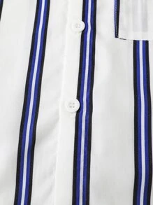 Toddler Boys Striped Print Pocket Patched Shirt - White - View 5