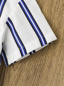 Toddler Boys Striped Print Pocket Patched Shirt - White - View 6