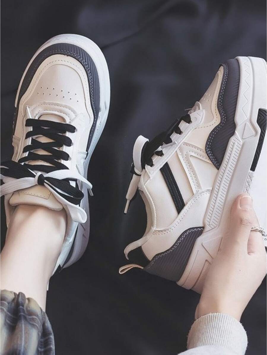 Color Block Lace-up Front Skate Shoes - Multicolor - View 1