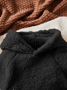 SHEIN Baby Boy 3D Ear Raglan Sleeve Flannel Sweatshirt - Black - View 4