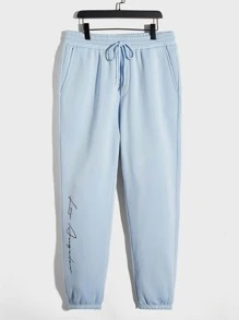 Manfinity Men Letter Graphic Pullover & Joggers - Baby Blue - View 6