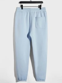 Manfinity Men Letter Graphic Pullover & Joggers - Baby Blue - View 7