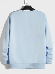 Manfinity Men Letter Graphic Pullover & Joggers - Baby Blue - View 9