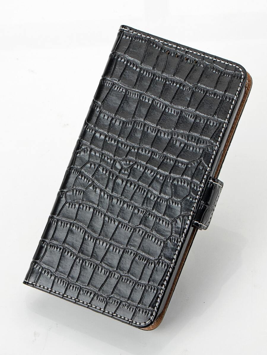 Crocodile Embossed Phone Case - Black - View 1