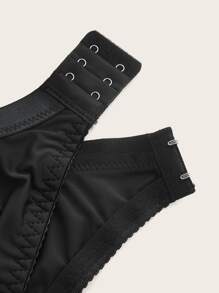 Sujetador de tirantes con encaje en contraste - Negro - Ver 3