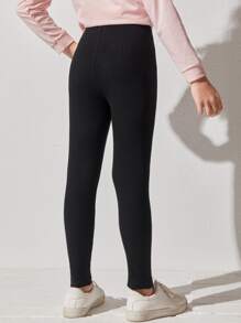 Girls Butterfly Print Leggings - Black - View 2