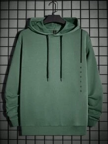 Manfinity RebelGame Men Plus Letter Graphic Drawstring Hoodie - Mint Green - View 1