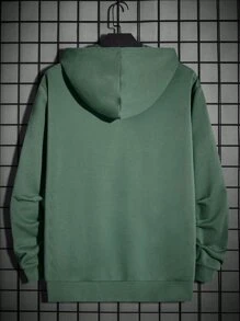 Manfinity RebelGame Men Plus Letter Graphic Drawstring Hoodie - Mint Green - View 2