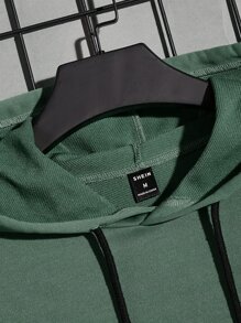 Manfinity RebelGame Men Plus Letter Graphic Drawstring Hoodie - Mint Green - View 3