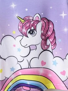 Toddler Girls Unicorn Print Tee - Purple - View 4