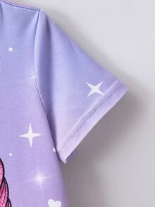 Toddler Girls Unicorn Print Tee - Purple - View 5