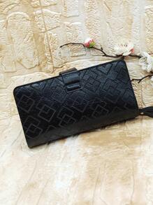 MINGYOU Stitch Detail Metal Decor Long Wallet Business Casual - Black - View 1