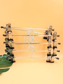 10pcs Retractable Clip Hanger, Anti-slip Aluminum Alloy Hanger With Clip For Household - Black - View 3