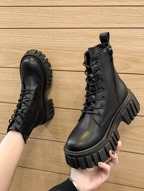 Women's Thick Sole Lace-Up Design Casual Fashion Boots