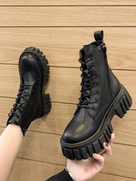 Women's Thick Sole Lace-Up Design Casual Fashion Boots