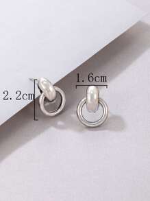 Circle Decor Earrings - Silver - View 4