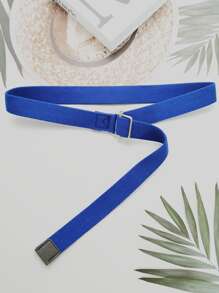 Square Buckle Tape Belt - Blue - View 2