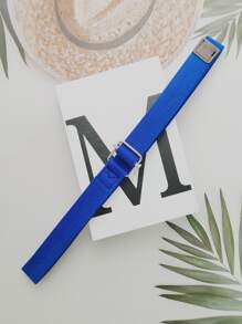 Square Buckle Tape Belt - Blue - View 3