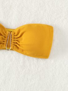 Ruched Bandeau Bikini Top - Mustard Yellow - View 6