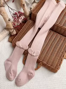 4双女童星耳朵条纹马镫裤袜 - 彩色 - 查看 2