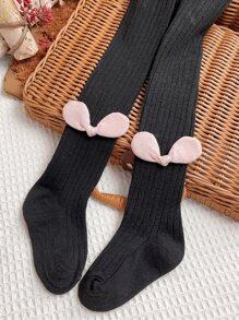 4双女童星耳朵条纹马镫裤袜 - 彩色 - 查看 8