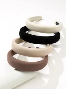 4入組女士極簡素色髮箍 - 彩色 - 查看 2