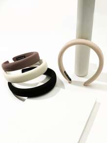 4入組女士極簡素色髮箍 - 彩色 - 查看 4