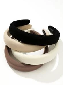 4入組女士極簡素色髮箍 - 彩色 - 查看 5