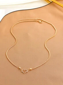 1 件时尚魅力镶嵌无限符号心形吊坠项链适合女性日常佩戴情人节、妈妈、母亲、母亲节、礼物 - 金黃色 - 查看 4