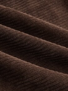 SHEIN EZwear 翻蓋口袋金屬扣環腰帶燈芯絨百褶工裝裙