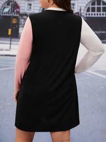 SHEIN LUNE Plus Colorblock Tee Dress - Multicolor - View 2