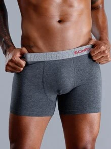 3 piezas Calzoncillos tipo bóxer con gráfico de letras para hombres, transpirables - Multicolor - Ver 7
