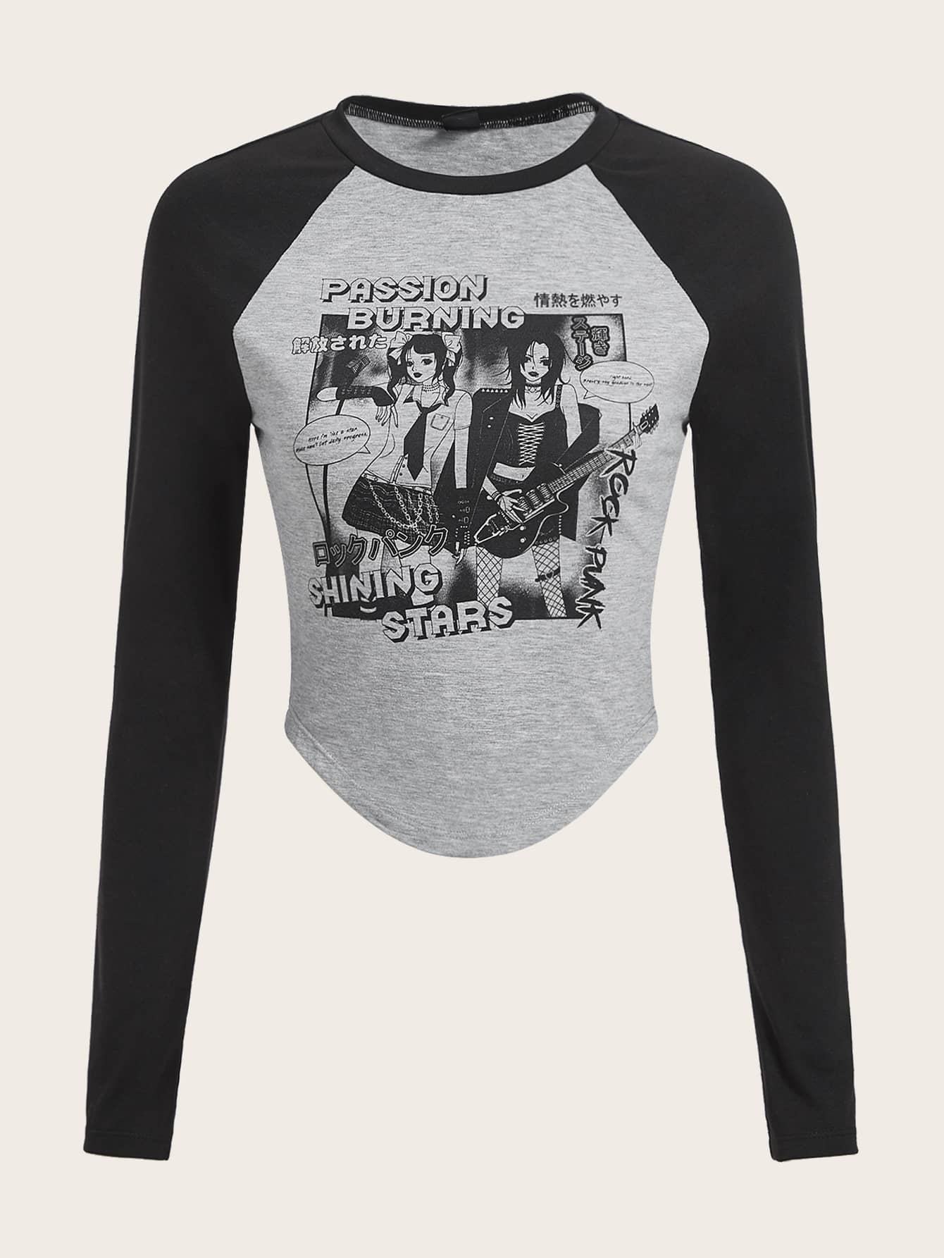 SHEIN EZwear Áo thun nữ Bất đối xứng Lá thư Con số Giải trí - Nhiều màu - Xem 1