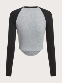 SHEIN EZwear Áo thun nữ Bất đối xứng Lá thư Con số Giải trí - Nhiều màu - Xem 2