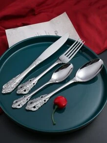 4pcs Stainless Steel Cutlery Set - Silver - View 1