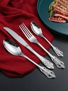 4pcs Stainless Steel Cutlery Set - Silver - View 2