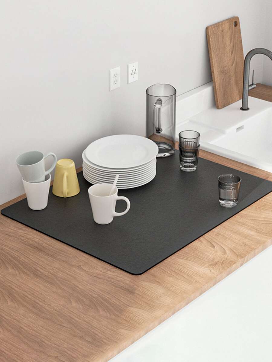 Super Absorbent Coffee Dish Large Kitchen Absorbent Draining Mat Drying Mat Quick Dry Bathroom Drain Pad - Grey - View 1